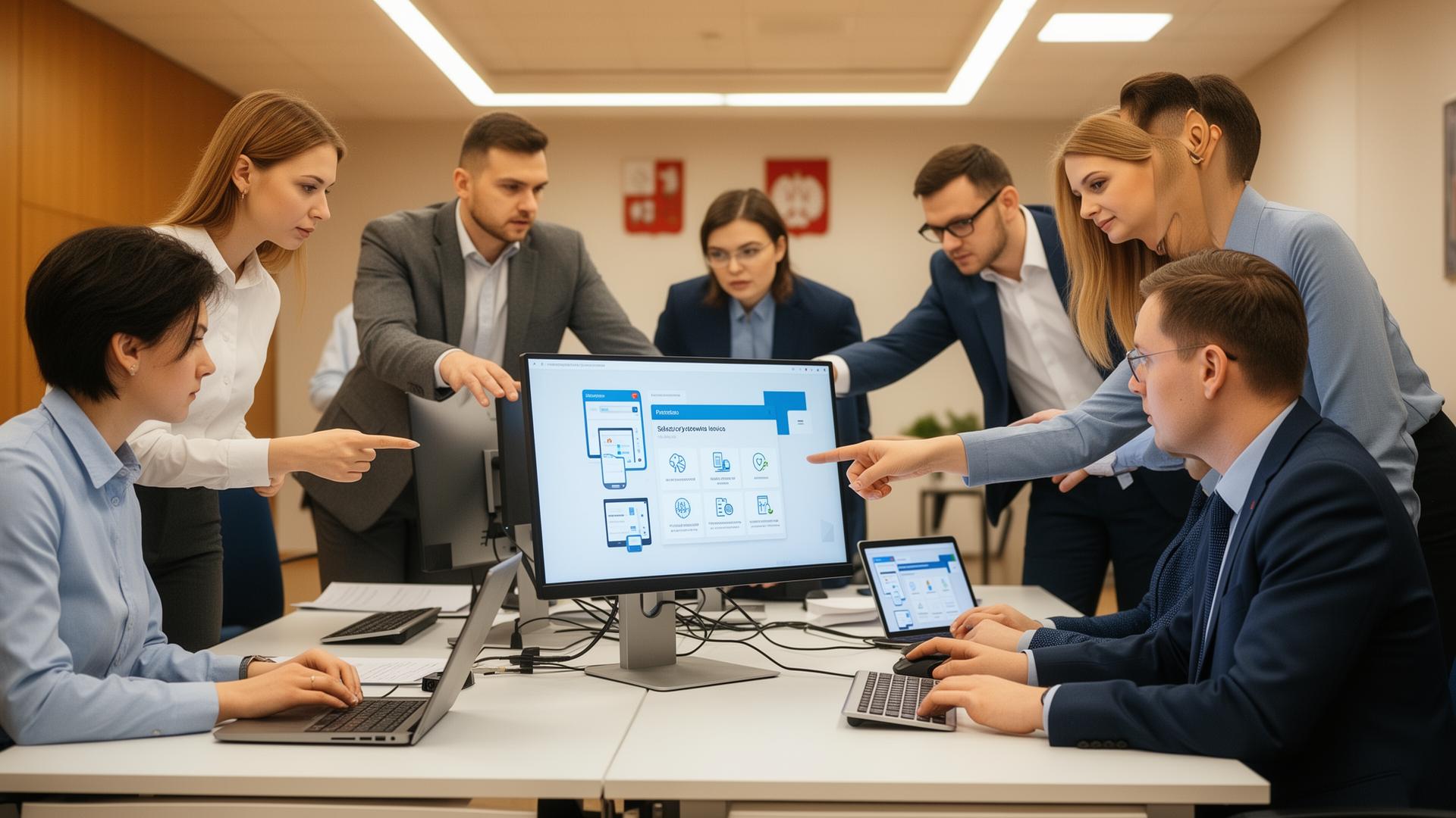 Pracownicy administracji publicznej przy komputerach